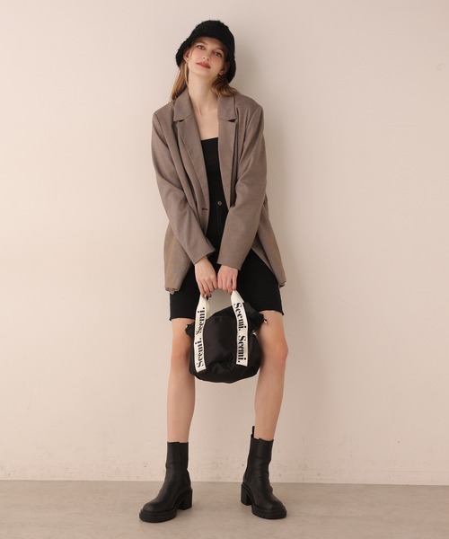 Seemi. byNICECLAUP（ シーミーバイナイスクラップ）の「【Seemi】Seemi.巾着トートBAG（トートバッグ・レディース・アイボリー/ブラック・FREE）」の9枚目の写真