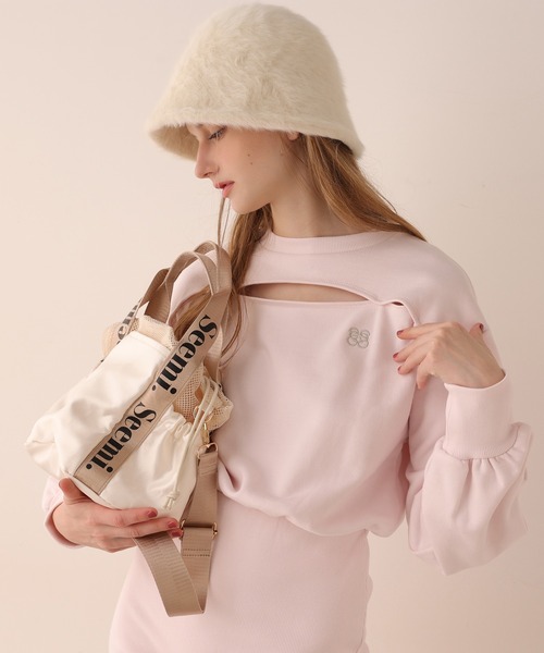 Seemi. byNICECLAUP（ シーミーバイナイスクラップ）の「【Seemi】Seemi.巾着トートBAG（トートバッグ・レディース・アイボリー/ブラック・FREE）」の5枚目の写真