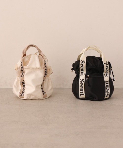 Seemi. byNICECLAUP（ シーミーバイナイスクラップ）の「【Seemi】Seemi.巾着トートBAG（トートバッグ・レディース・アイボリー/ブラック・FREE）」の16枚目の写真
