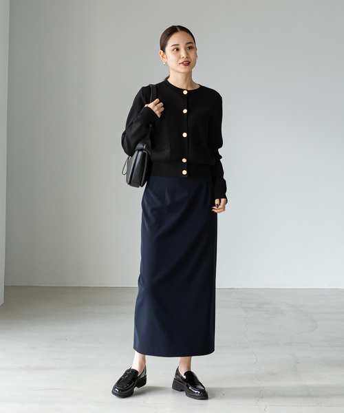 Noble（ノーブル）の「《追加》ジャージーライクカラータイトスカート 2（スカート・レディース・ブラック/ネイビー/マスタード・34/36/38）」の7枚目の写真