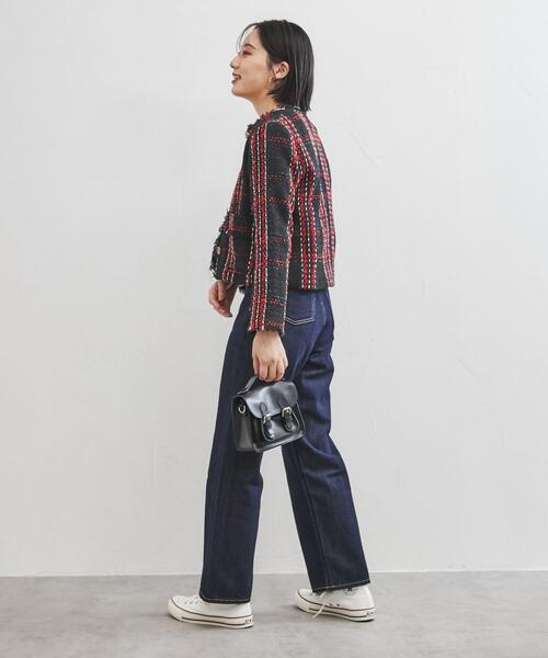 coen（コーエン）の「ショートツイードジャケット（セットアップ対応）（ノーカラージャケット・レディース・ダークグリーン/ブラック・L/M）」の17枚目の写真