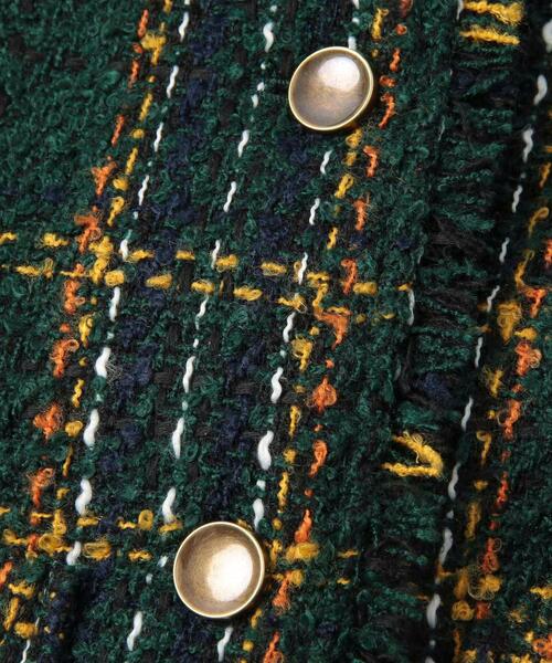 coen（コーエン）の「ショートツイードジャケット（セットアップ対応）（ノーカラージャケット・レディース・ダークグリーン/ブラック・L/M）」の13枚目の写真