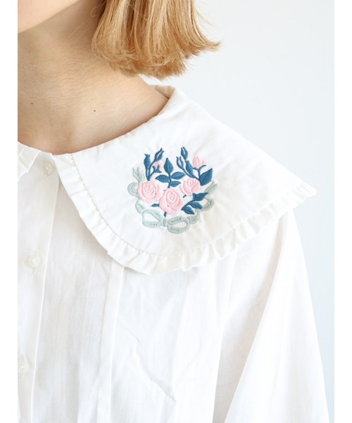 ehka sopo(エヘカソポ)の「【くらはしれい】襟刺繍ブラウス(シャツ/ブラウス・レディース・ブラック/オフホワイト/キナリ・フリ-)」の17枚目の写真