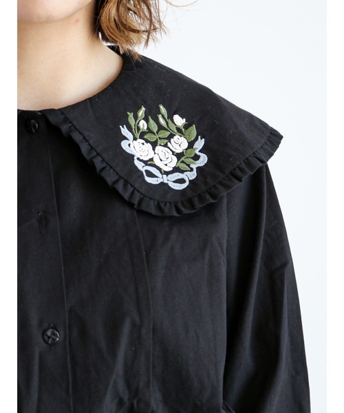 ehka sopo(エヘカソポ)の「【くらはしれい】襟刺繍ブラウス(シャツ/ブラウス・レディース・ブラック/オフホワイト/キナリ・フリ-)」の15枚目の写真