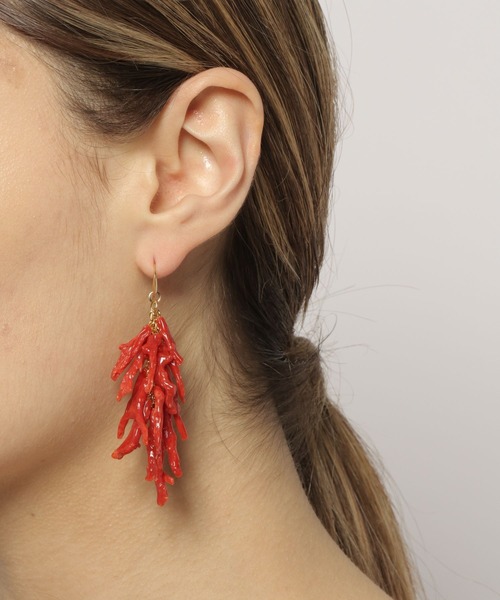 【HERE DITAS】RedCoral Half Pierce(One Ear)