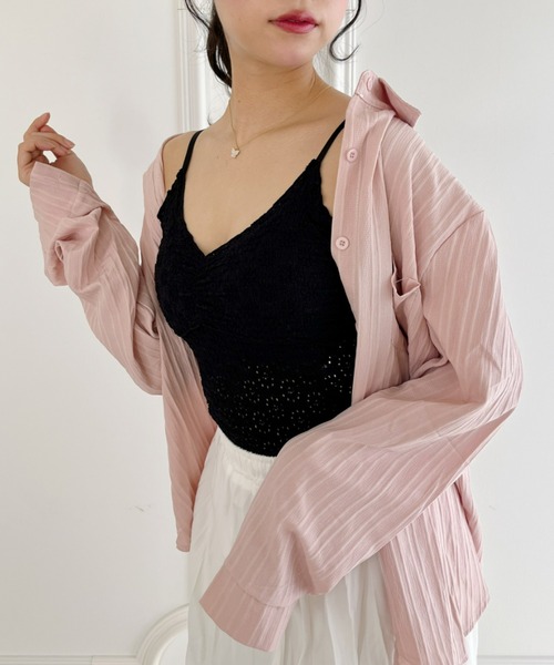 Loueme(ルエム)の「【23S/S 春夏新作】フラワーデザインカップ付きインナーキャミ(キャミソール・レディース・ラベンダー/ライトグリーン/アイボリー/ライトブルー/ブラック・FREE)」の12枚目の写真