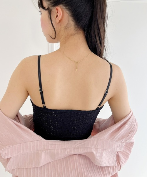 Loueme(ルエム)の「【23S/S 春夏新作】フラワーデザインカップ付きインナーキャミ(キャミソール・レディース・ラベンダー/ライトグリーン/アイボリー/ライトブルー/ブラック・FREE)」の14枚目の写真