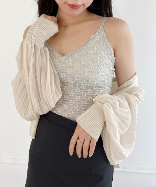 Loueme(ルエム)の「【23S/S 春夏新作】フラワーデザインカップ付きインナーキャミ(キャミソール・レディース・ラベンダー/ライトグリーン/アイボリー/ライトブルー/ブラック・FREE)」の22枚目の写真