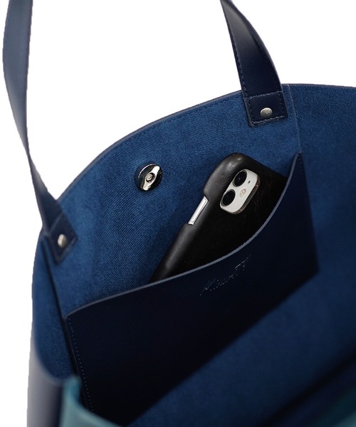 シンセティックレザーバイカラートートバッグ（トートバッグ