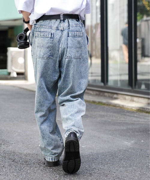 WEGO（ウィゴー）の「WEGO/ケミカルバギーパンツ（デニムパンツ・メンズ・スカイブルー/ブラック系その他・MEDIUM/LARGE）」の4枚目の写真