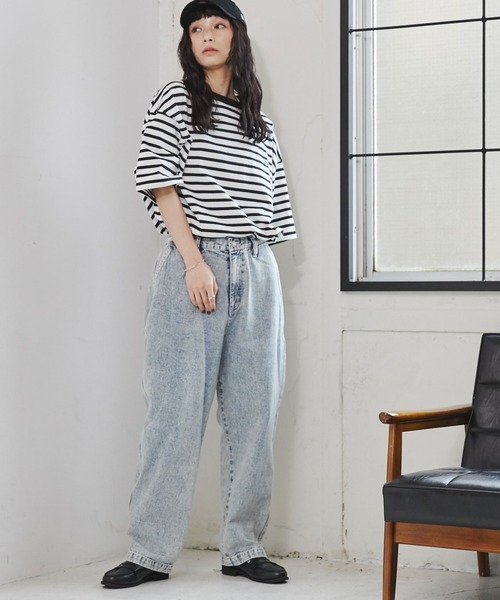 WEGO（ウィゴー）の「WEGO/ケミカルバギーパンツ（デニムパンツ・メンズ・スカイブルー/ブラック系その他・MEDIUM/LARGE）」の16枚目の写真