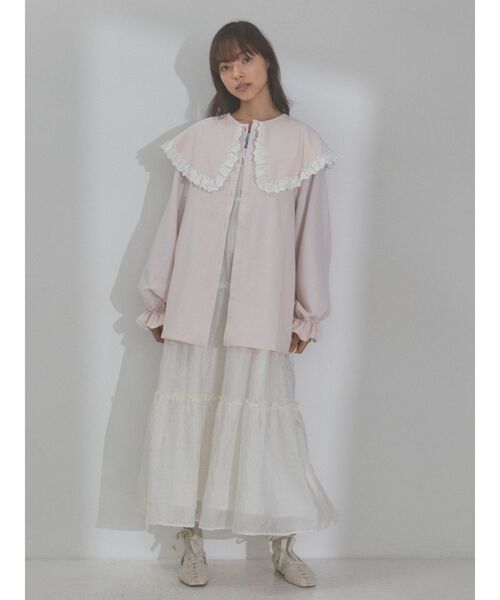 merry jenny 新品 ホワイト ストライプフリルカラーブラウス merry jenny（メリージェニー）の「ストライプフリルカラー