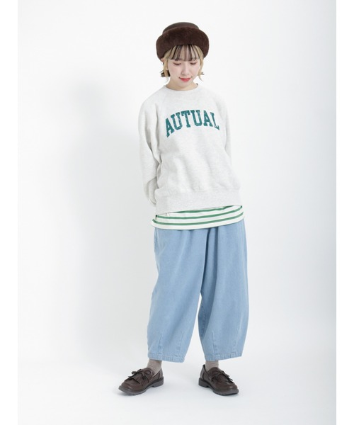 Samansa Mos2（サマンサ モスモス）の「バスクボーダーTシャツ（Tシャツ/カットソー・レディース・グリーン/ブラウン/オフホワイト・ﾌﾘ-）」の6枚目の写真