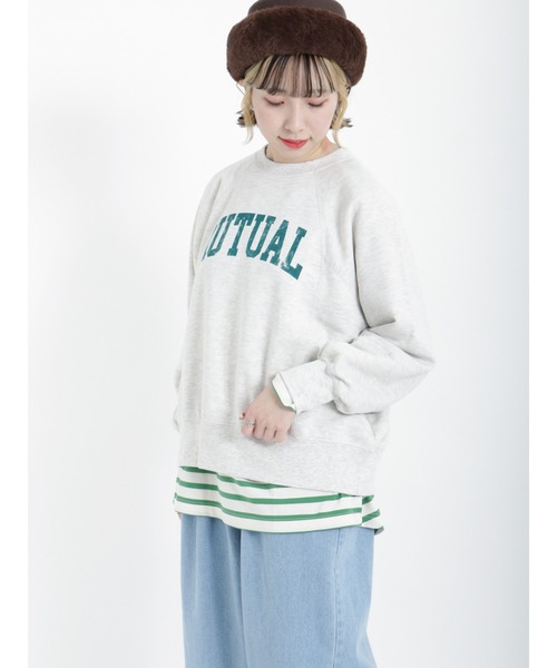 Samansa Mos2（サマンサ モスモス）の「バスクボーダーTシャツ（Tシャツ/カットソー・レディース・グリーン/ブラウン/オフホワイト・ﾌﾘ-）」の7枚目の写真