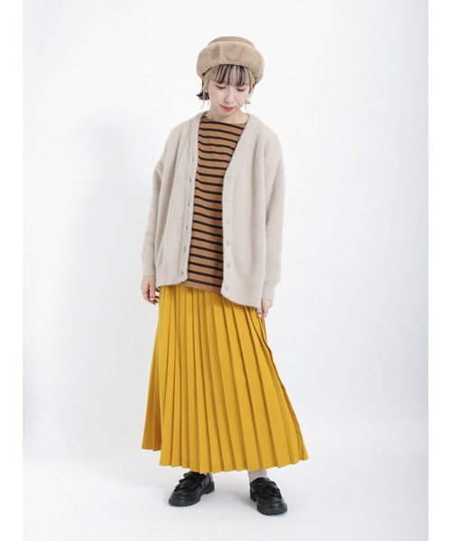 Samansa Mos2（サマンサ モスモス）の「バスクボーダーTシャツ（Tシャツ/カットソー・レディース・グリーン/ブラウン/オフホワイト・ﾌﾘ-）」の8枚目の写真