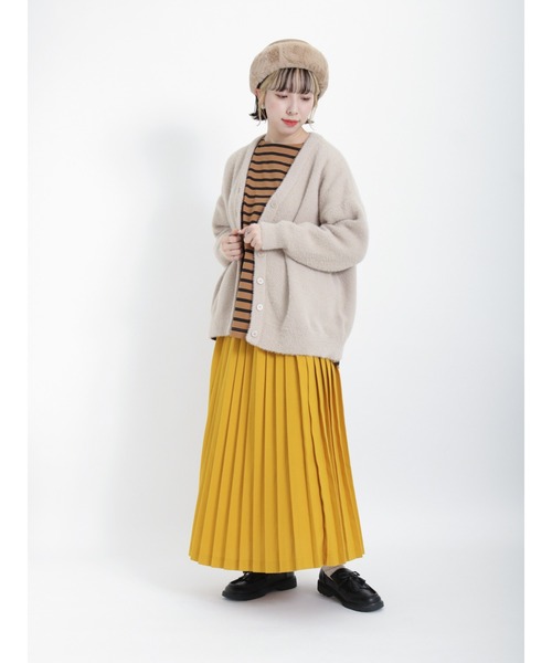 Samansa Mos2（サマンサ モスモス）の「バスクボーダーTシャツ（Tシャツ/カットソー・レディース・グリーン/ブラウン/オフホワイト・ﾌﾘ-）」の9枚目の写真