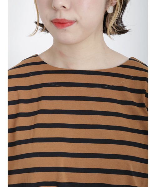 Samansa Mos2（サマンサ モスモス）の「バスクボーダーTシャツ（Tシャツ/カットソー・レディース・グリーン/ブラウン/オフホワイト・ﾌﾘ-）」の17枚目の写真