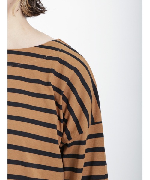 Samansa Mos2（サマンサ モスモス）の「バスクボーダーTシャツ（Tシャツ/カットソー・レディース・グリーン/ブラウン/オフホワイト・ﾌﾘ-）」の18枚目の写真