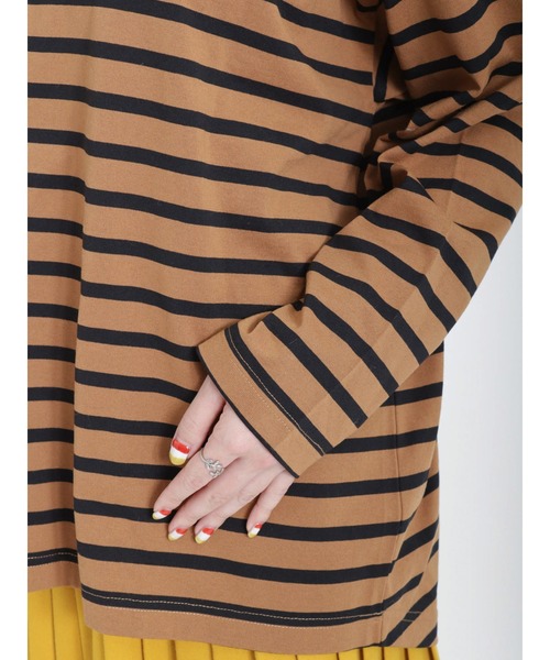 Samansa Mos2（サマンサ モスモス）の「バスクボーダーTシャツ（Tシャツ/カットソー・レディース・グリーン/ブラウン/オフホワイト・ﾌﾘ-）」の19枚目の写真