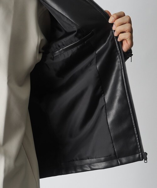 THE SHOP TK （ザ ショップ ティーケー ）の「◆フェイクレザーシングルライダース（ライダースジャケット・メンズ・ブラック・03/02/04）」の8枚目の写真