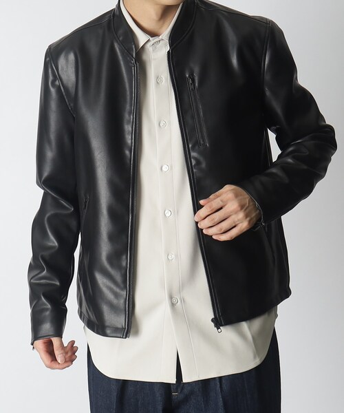 THE SHOP TK （ザ ショップ ティーケー ）の「◆フェイクレザーシングルライダース（ライダースジャケット・メンズ・ブラック・03/02/04）」の10枚目の写真