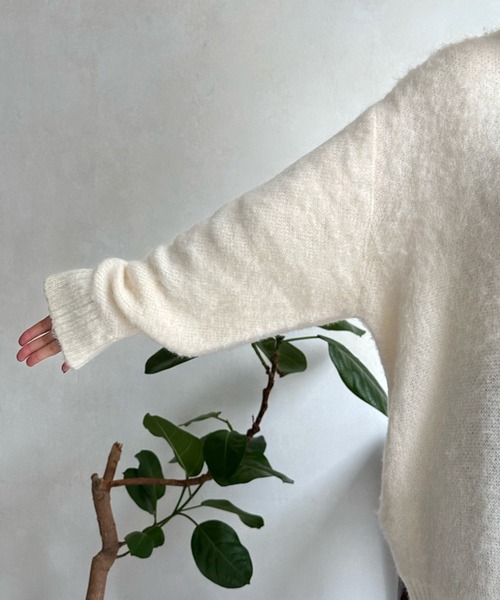 DouDou（ドゥドゥ）の「袖配色2WAYシャギーニット（カーディガン/ボレロ・レディース・オフホワイト/ブルー/グリーン・FREE）」の19枚目の写真