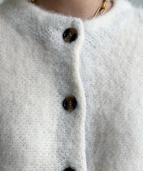 DouDou（ドゥドゥ）の「袖配色2WAYシャギーニット（カーディガン/ボレロ・レディース・オフホワイト/ブルー/グリーン・FREE）」の14枚目の写真