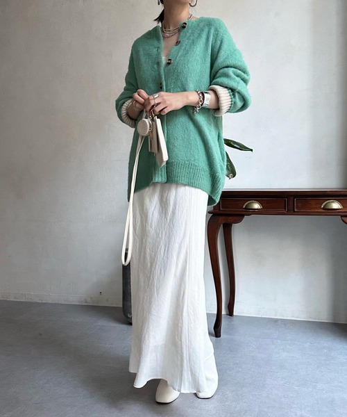 DouDou（ドゥドゥ）の「袖配色2WAYシャギーニット（カーディガン/ボレロ・レディース・オフホワイト/ブルー/グリーン・FREE）」の17枚目の写真