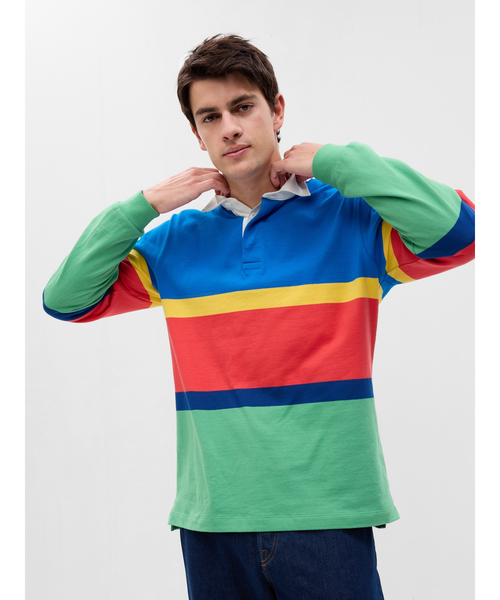 GAP（ギャップ）の「ストライプ ラグビー ポロシャツ（ポロシャツ・メンズ・ブルー系その他2/ブルー系その他/イエロー/ブルー・XS/S/L/XL/M）」の2枚目の写真