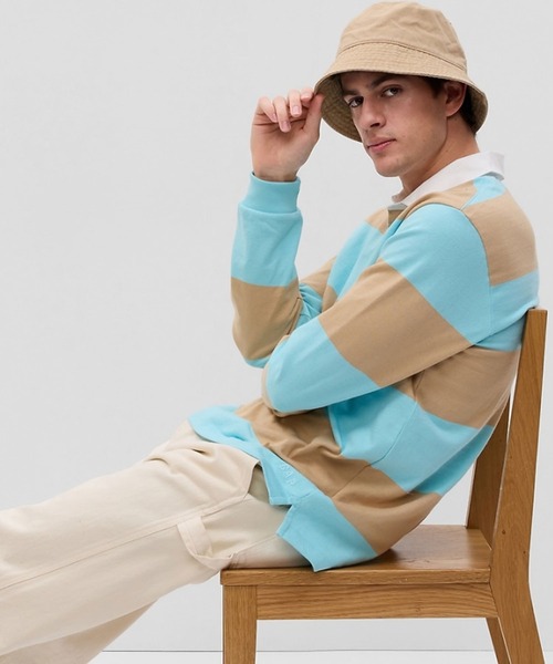 GAP（ギャップ）の「ストライプ ラグビー ポロシャツ（ポロシャツ・メンズ・ブルー系その他2/ブルー系その他/イエロー/ブルー・XS/S/L/XL/M）」の4枚目の写真
