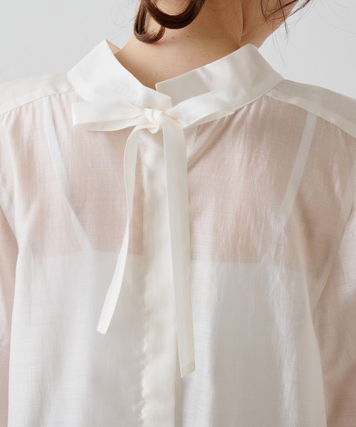 PUAL CE CIN（ピュアルセシン）の「【Du noir】リボン2WAYシアーブラウス（シャツ/ブラウス・レディース・オフホワイト/ブラック・FREE）」の7枚目の写真