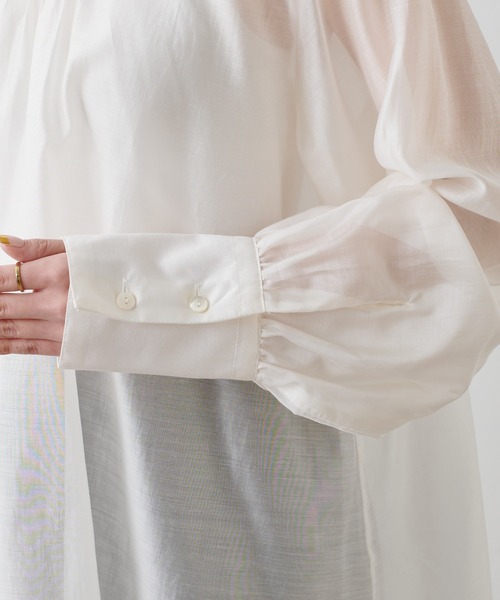 PUAL CE CIN（ピュアルセシン）の「【Du noir】リボン2WAYシアーブラウス（シャツ/ブラウス・レディース・オフホワイト/ブラック・FREE）」の5枚目の写真