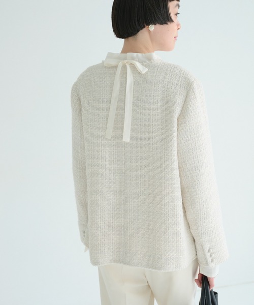 PUAL CE CIN（ピュアルセシン）の「【Du noir】リボン2WAYシアーブラウス（シャツ/ブラウス・レディース・オフホワイト/ブラック・FREE）」の19枚目の写真