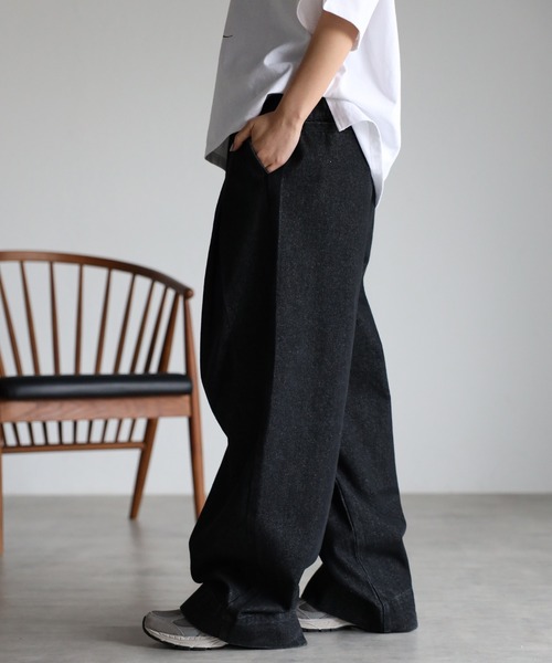 ⭐︎327 COOMB クーム タグ付✨デニム リラックスパンツ セール】リラックス ワイド ルーズ コットンデニム クロスタック