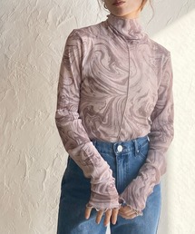 She's Closet（シーズクローゼット）の「前後2WAY長袖マーブルハイネックメロウシアートップス（Tシャツ/カットソー）」