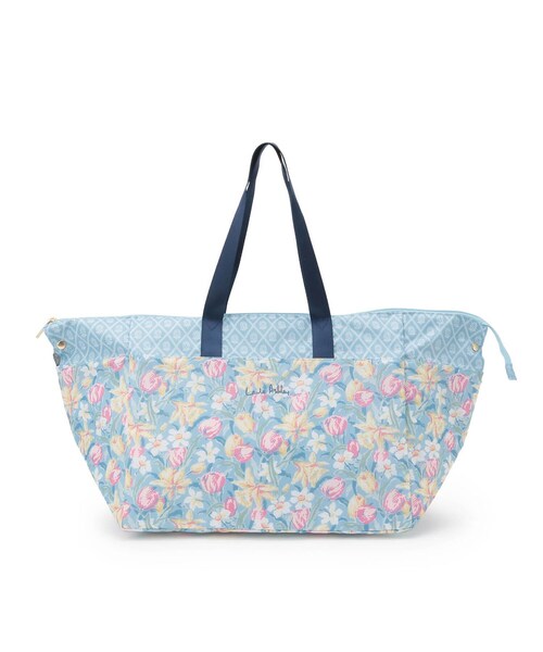 LAURA ASHLEY(ローラアシュレイ)の「【70周年セレブレーティングプリント】チューリップス柄 ショッピングバッグ(エコバッグ/サブバッグ・レディース・ブルー系/ライトパープル・00)」の1枚目の写真