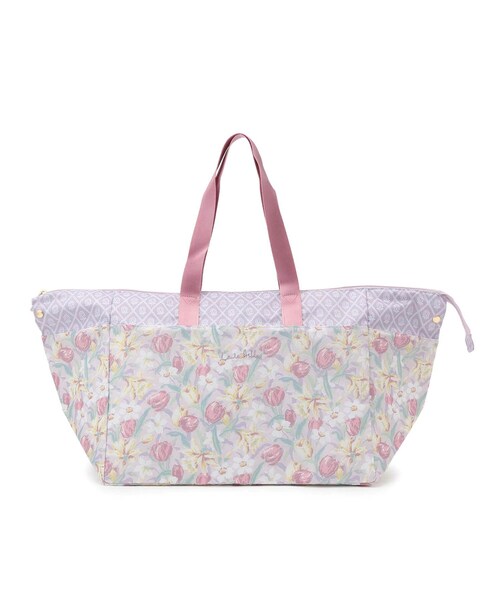 LAURA ASHLEY(ローラアシュレイ)の「【70周年セレブレーティングプリント】チューリップス柄 ショッピングバッグ(エコバッグ/サブバッグ・レディース・ブルー系/ライトパープル・00)」の2枚目の写真