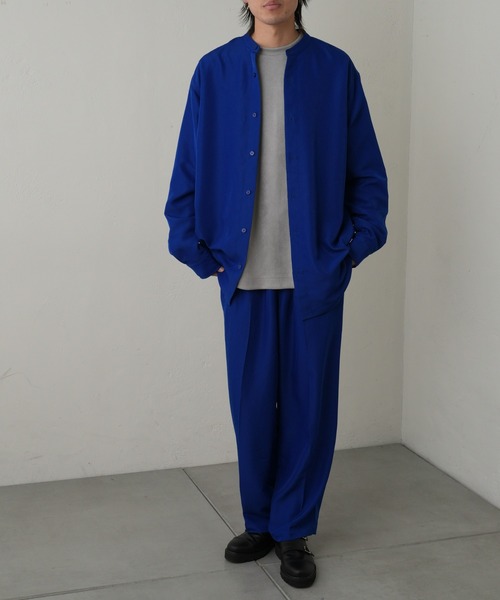 COLONY 2139（コロニートゥーワンスリーナイン）の「ドレープポリバンドカラー長袖シャツ（シャツ/ブラウス・メンズ・ブラック/アイボリー/ブルー・MEDIUM/LARGE）」の11枚目の写真