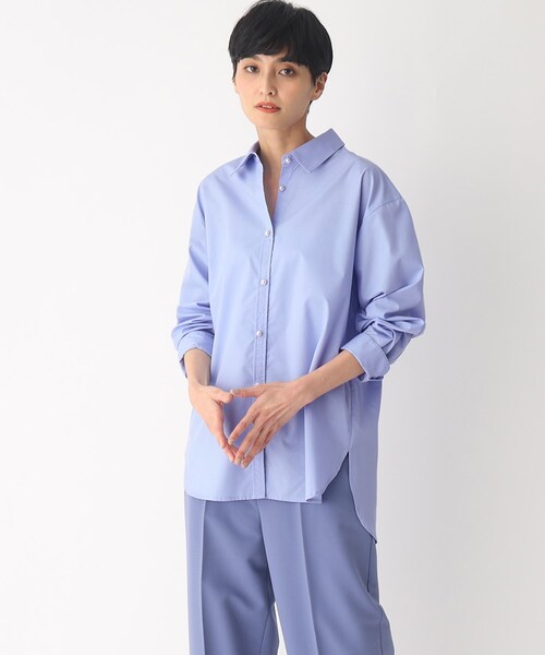 OPAQUE.CLIP(オペークドットクリップ)の「◆パール調ボタンシャツ【guldgan/ガルドギャン】(シャツ/ブラウス・レディース・ホワイト系/ブルー系2/ライトブルー/ブルー系7・38/40)」の2枚目の写真