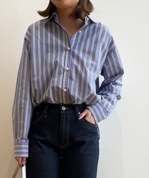 OPAQUE.CLIP(オペークドットクリップ)の「◆パール調ボタンシャツ【guldgan/ガルドギャン】(シャツ/ブラウス・レディース・ホワイト系/ブルー系2/ライトブルー/ブルー系7・38/40)」の3枚目の写真