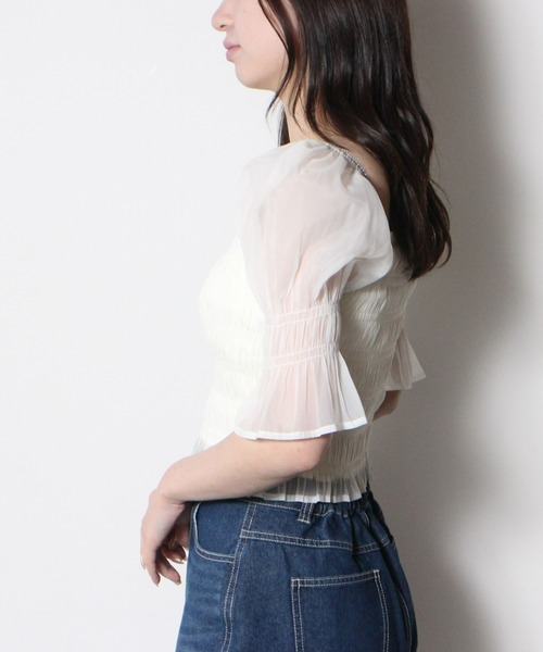 one way（ワンウェイ）の「シアーシャーリングブラウス（シャツ/ブラウス・レディース・ホワイト/ブラック/ベージュ系その他/ブルー系その他/グリーン・FREE）」の6枚目の写真