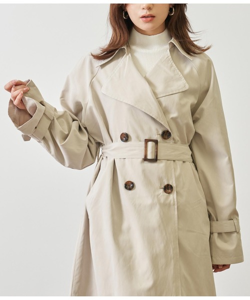 ANAP(アナップ)の「キャンディ袖ビックトレンチコート(トレンチコート・レディース・ベージュ/マスタード/アイボリー・FREE)」の4枚目の写真