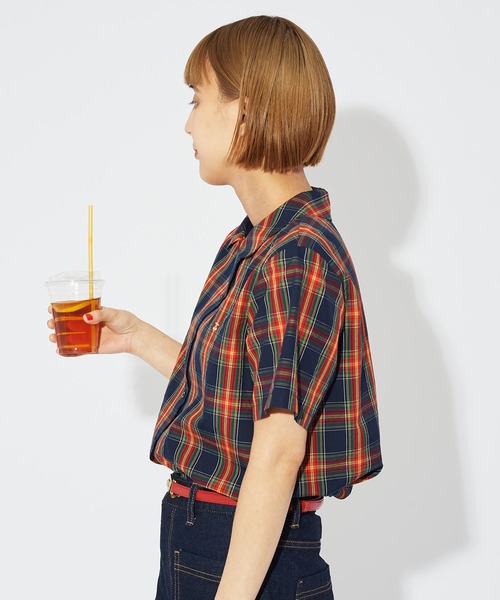 CHILD WOMAN(チャイルドウーマン)の「ギザタータン丸衿ブラウス(シャツ/ブラウス・レディース・ネイビー/グリーン・FREE)」の5枚目の写真