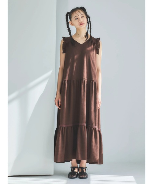 ESCAR（エスカー）の「■ESCAR ドロストギャザーワンピース（ワンピース・レディース・ブラウン/ブラック・FREE）」の11枚目の写真