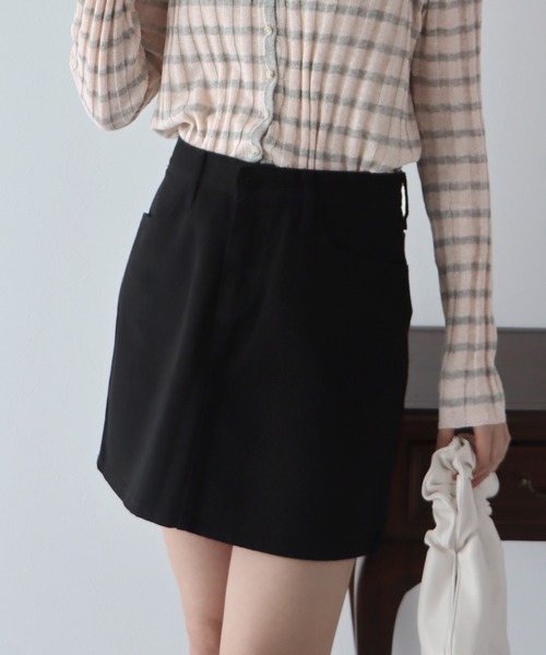 BLUEEAST（ブルーイースト）の「台形デニムミニスカート（デニムスカート・レディース・ブラック/グレー/ブルー/アイボリー・MEDIUM）」の2枚目の写真