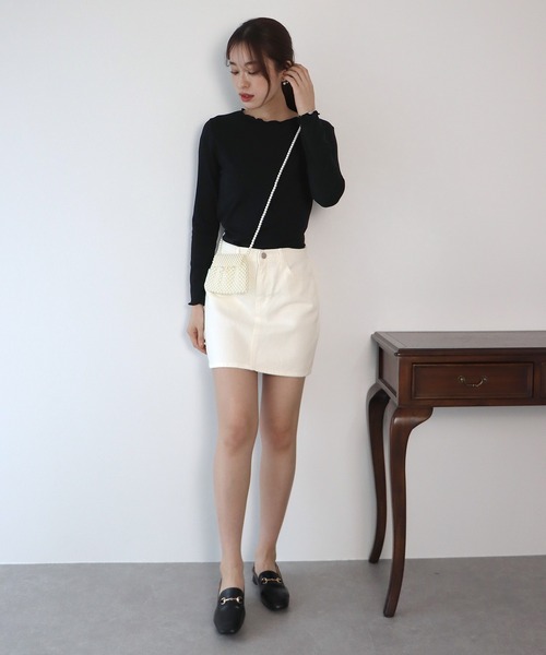 BLUEEAST（ブルーイースト）の「台形デニムミニスカート（デニムスカート・レディース・ブラック/グレー/ブルー/アイボリー・MEDIUM）」の10枚目の写真