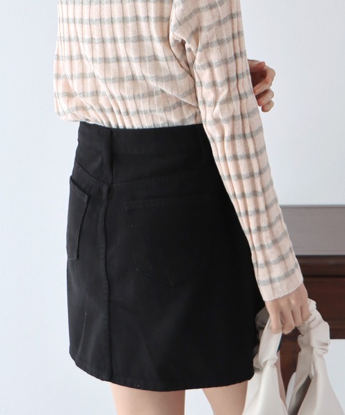 BLUEEAST（ブルーイースト）の「台形デニムミニスカート（デニムスカート・レディース・ブラック/グレー/ブルー/アイボリー・MEDIUM）」の6枚目の写真