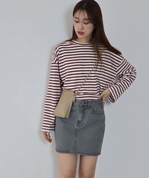 BLUEEAST（ブルーイースト）の「台形デニムミニスカート（デニムスカート・レディース・ブラック/グレー/ブルー/アイボリー・MEDIUM）」の11枚目の写真