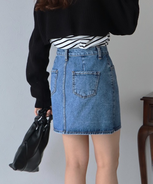 BLUEEAST（ブルーイースト）の「台形デニムミニスカート（デニムスカート・レディース・ブラック/グレー/ブルー/アイボリー・MEDIUM）」の12枚目の写真