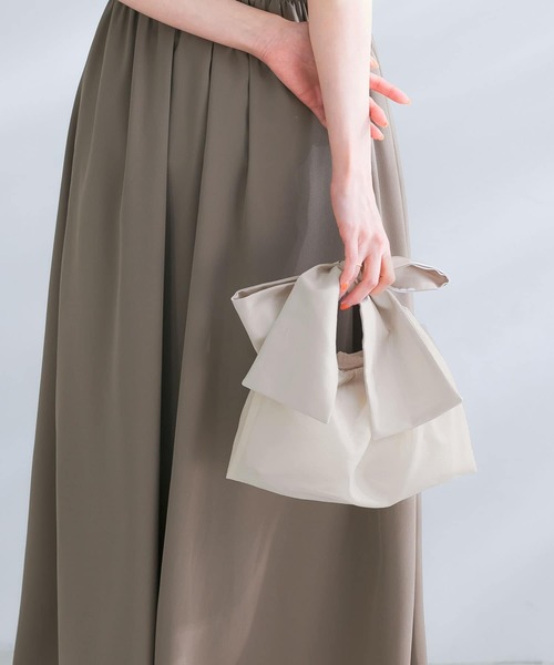 URBAN RESEARCH ROSSO WOMEN(アーバンリサーチ ロッソ)の「kaene オーガンジー重ねリボンバッグ(ハンドバッグ・レディース・ベージュ系その他/ブラック・FREE)」の4枚目の写真